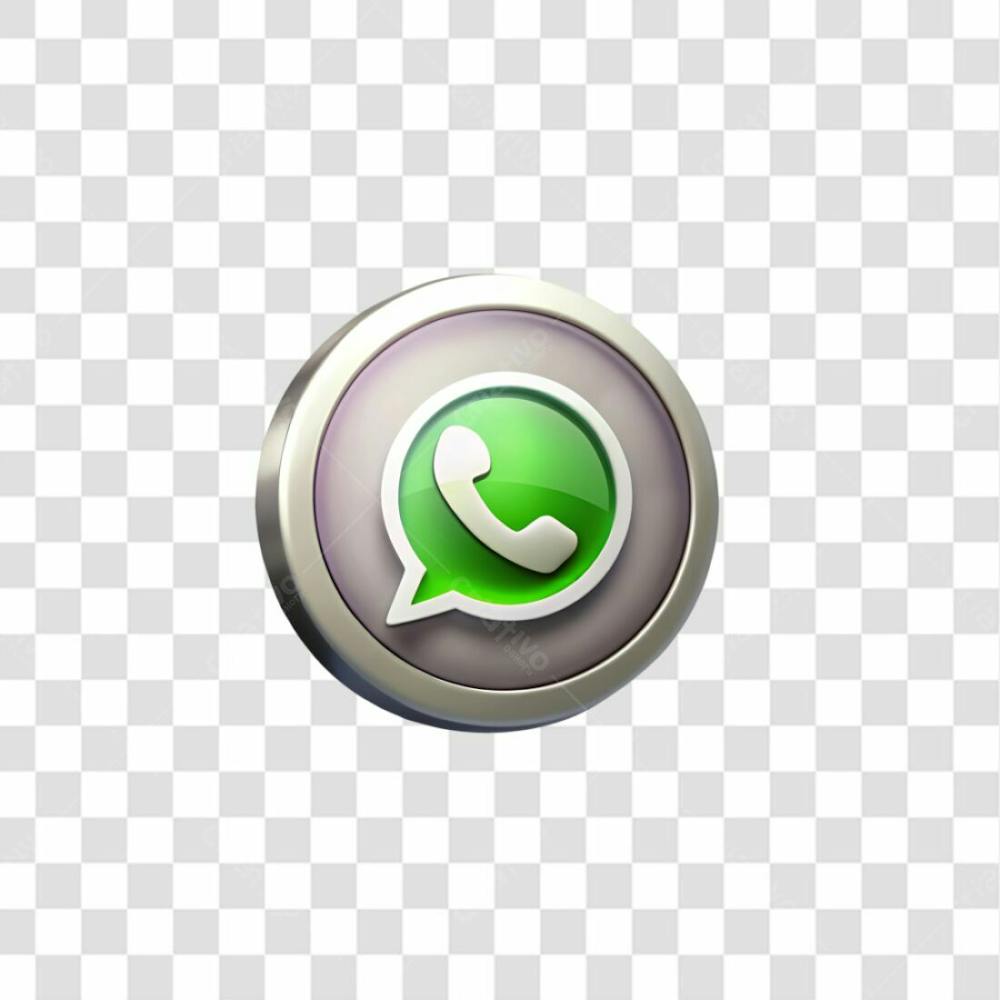 Ícone Metálico Whatsapp Elemento 3D Png Ia