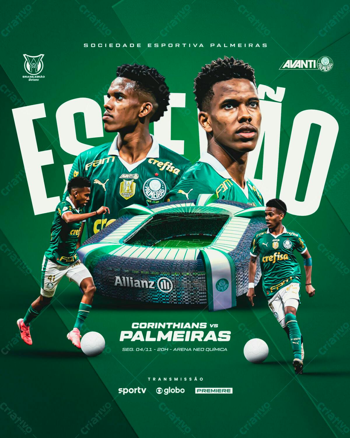 Flyer Corinthians x Palmeiras PSD Editável