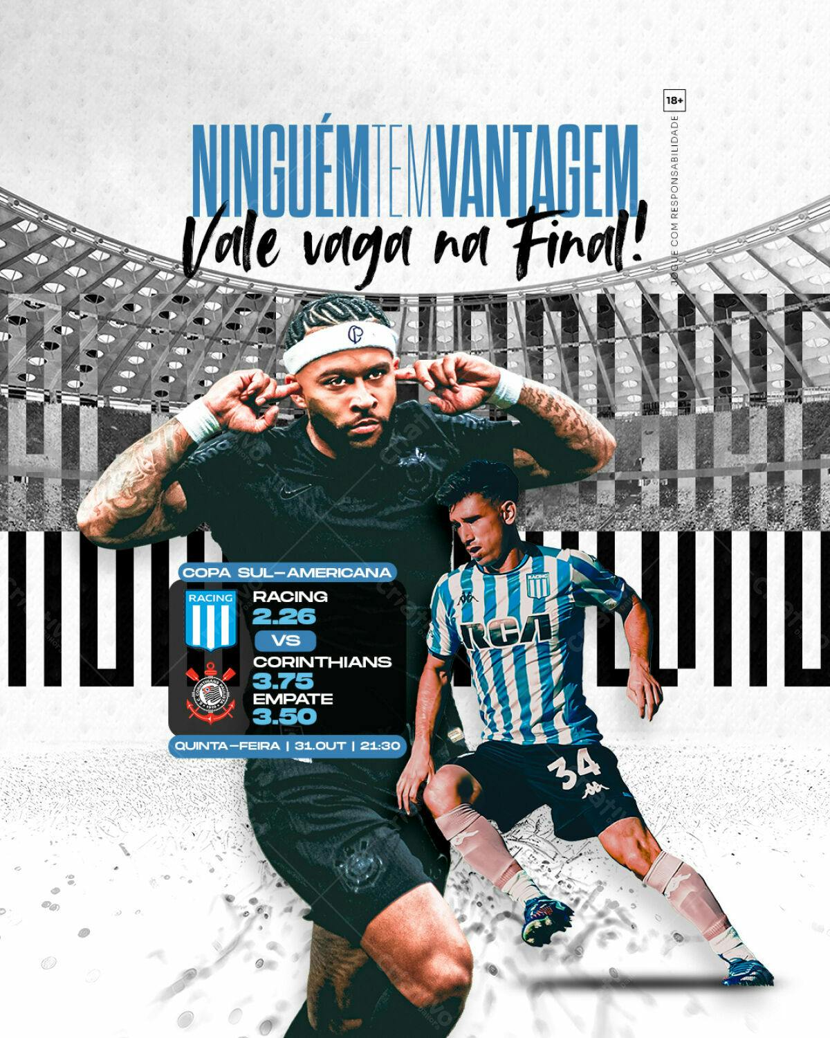 Flyer Copa Sul-Americana Racing x Corinthians PSD Editável