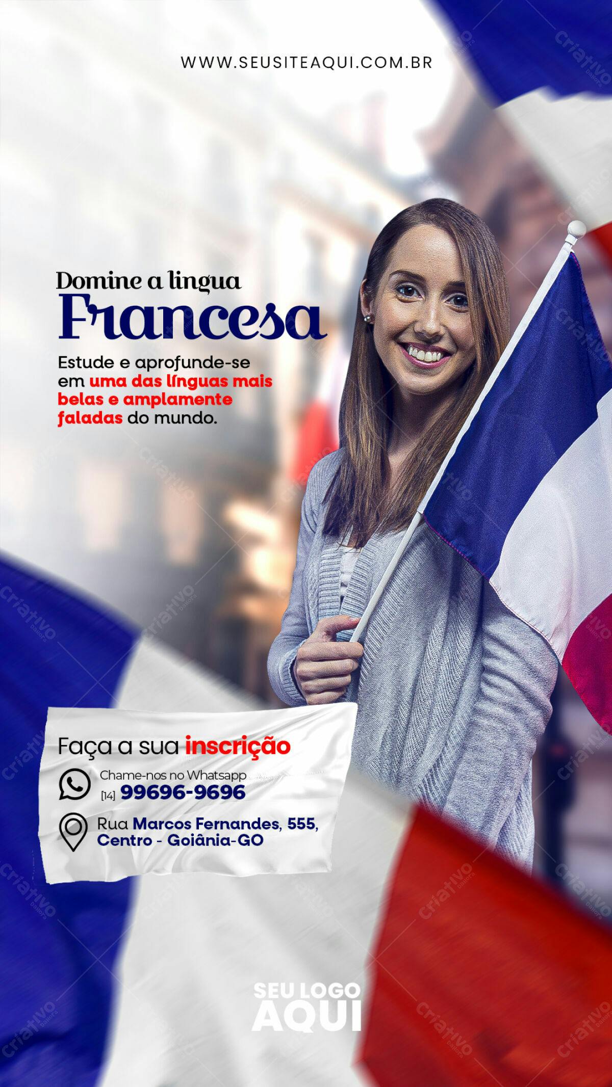 Flyer Curso Francês PSD Editável