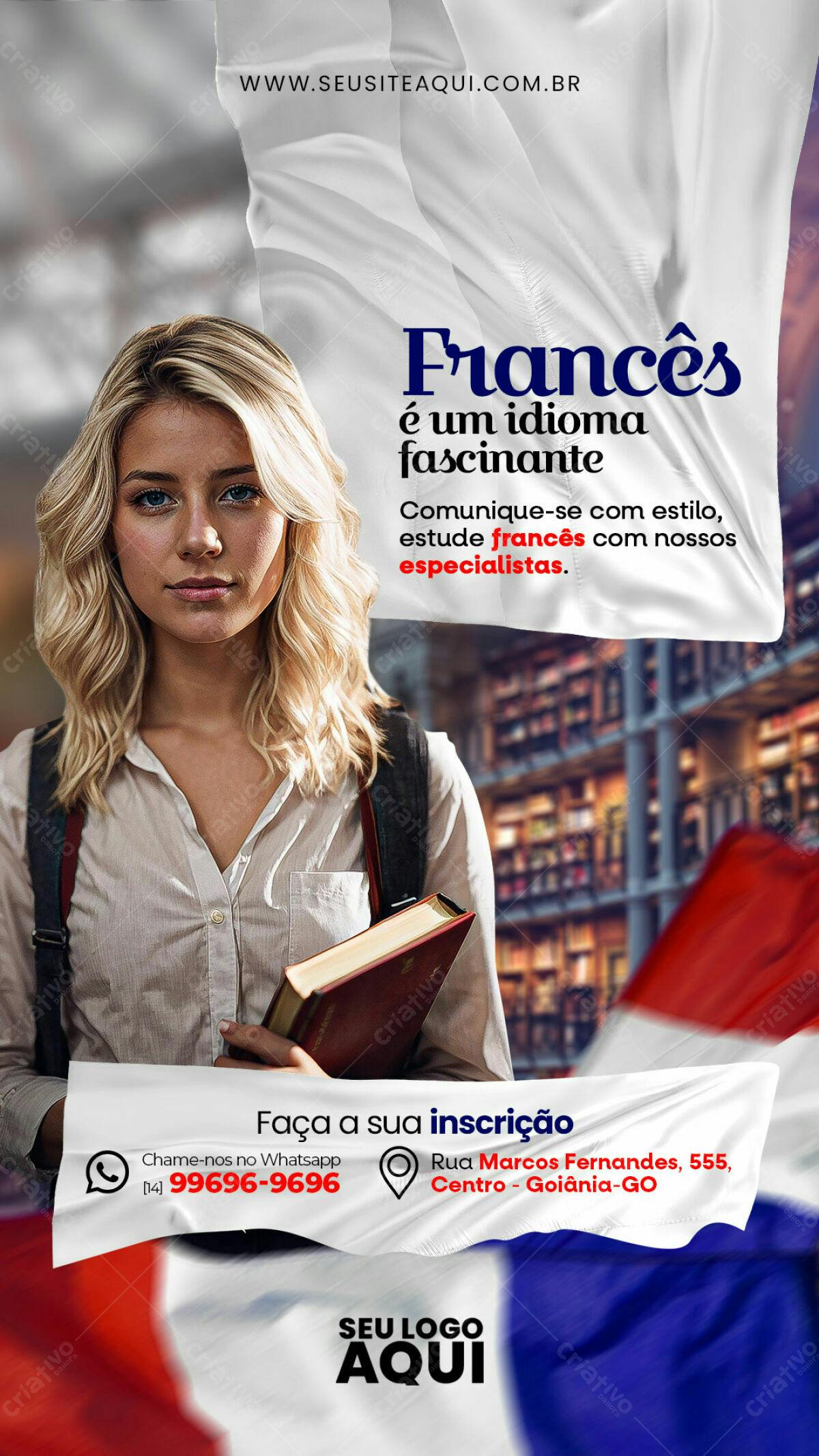 Flyer Curso Francês PSD Editável