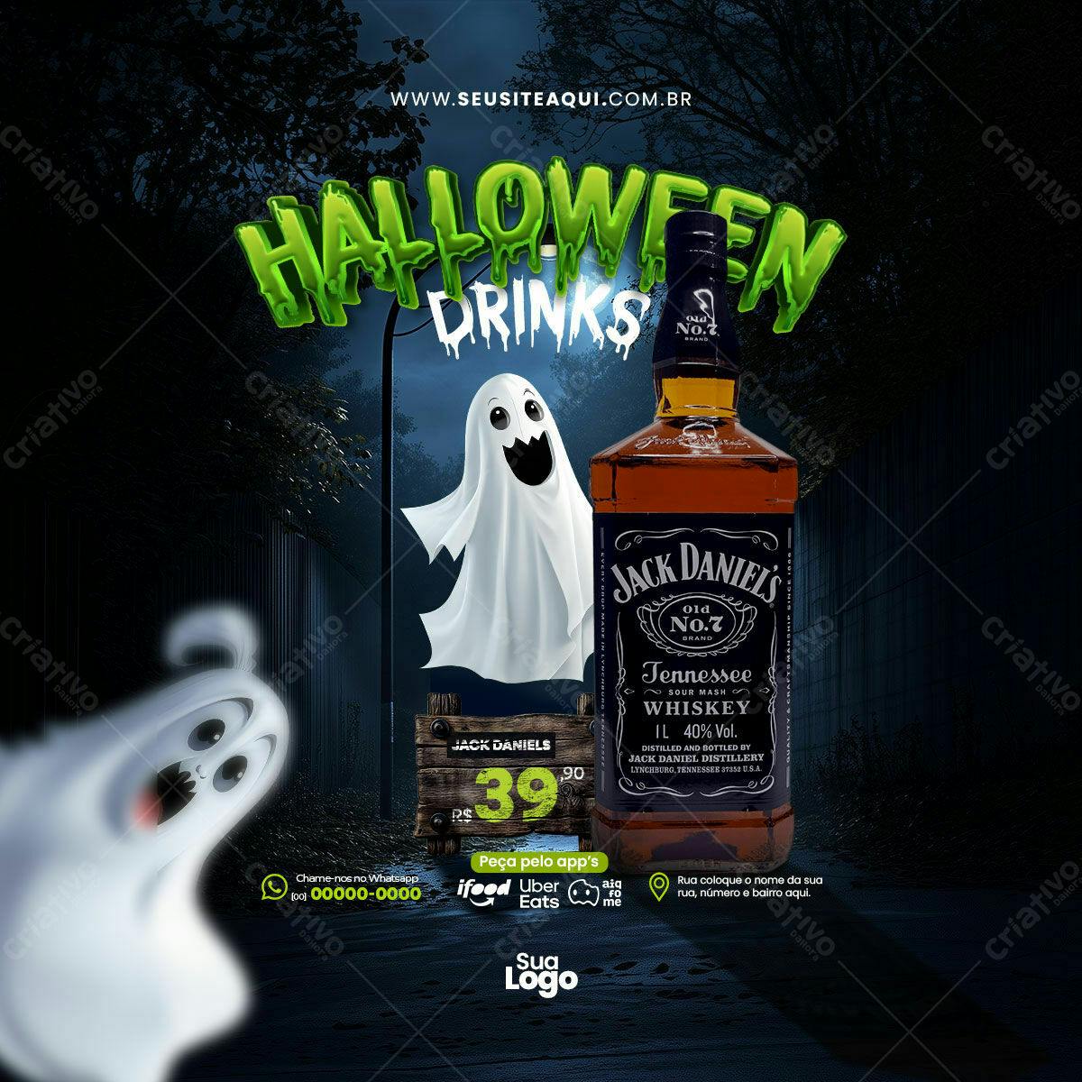 Flyer Halloween Drinks PSD Editável