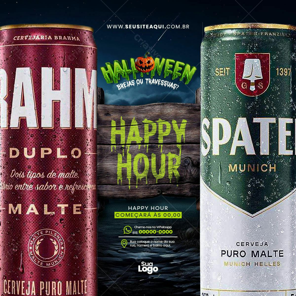 Flyer Happy Hour Halloween PSD Editável