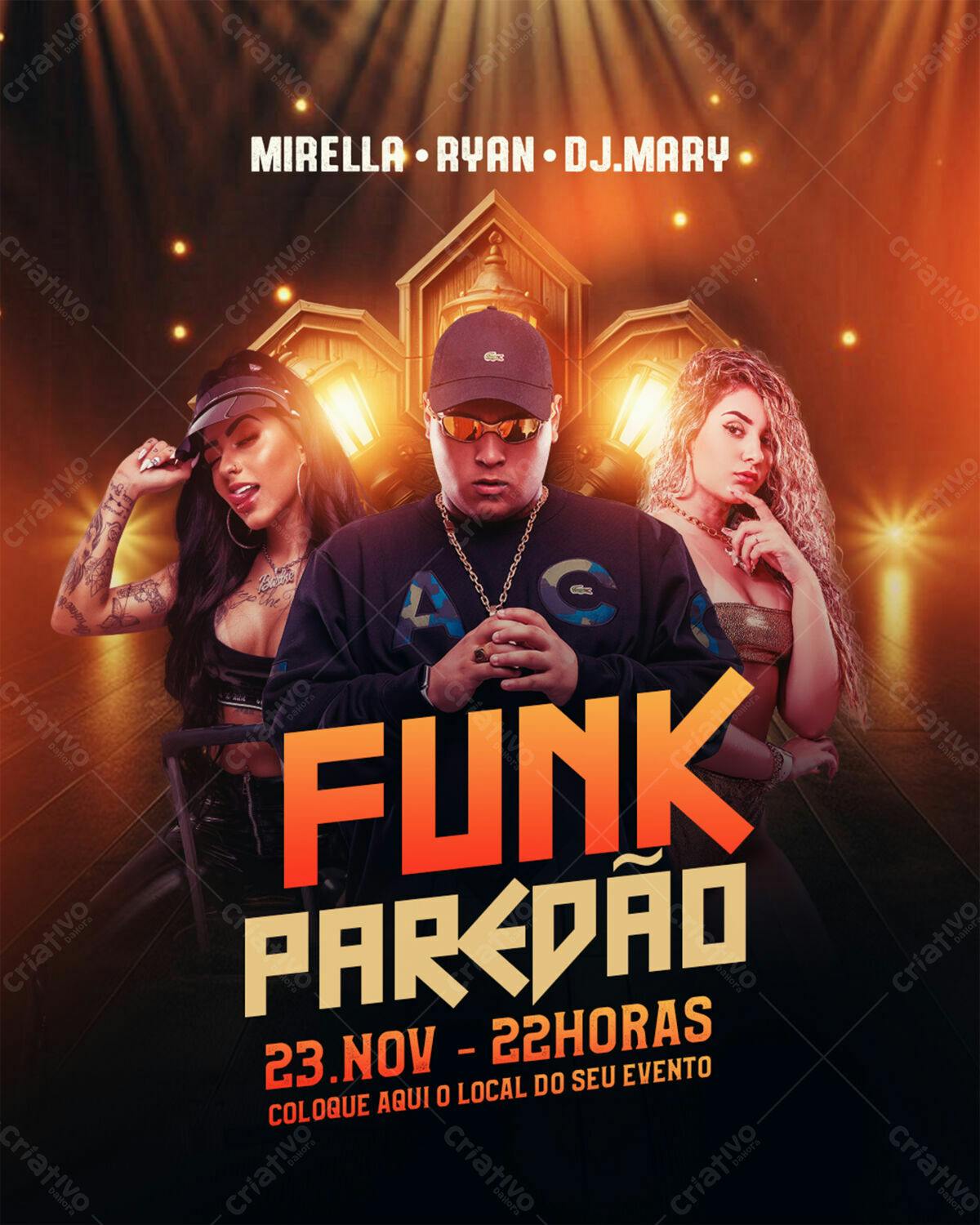Flyer para Festa Funk Paredão PSD Editável