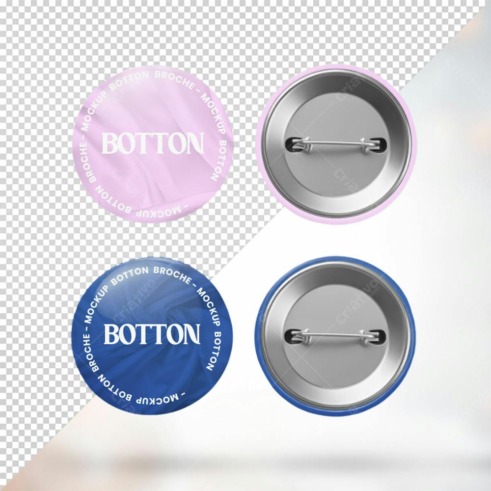 Mockup Boton Button Broche Botton 3D Render Totalmente Editavel Psd