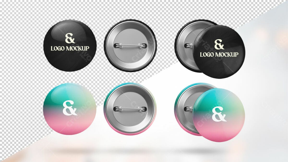 Mockup de Botões PSD Editável para Logos e Marcas