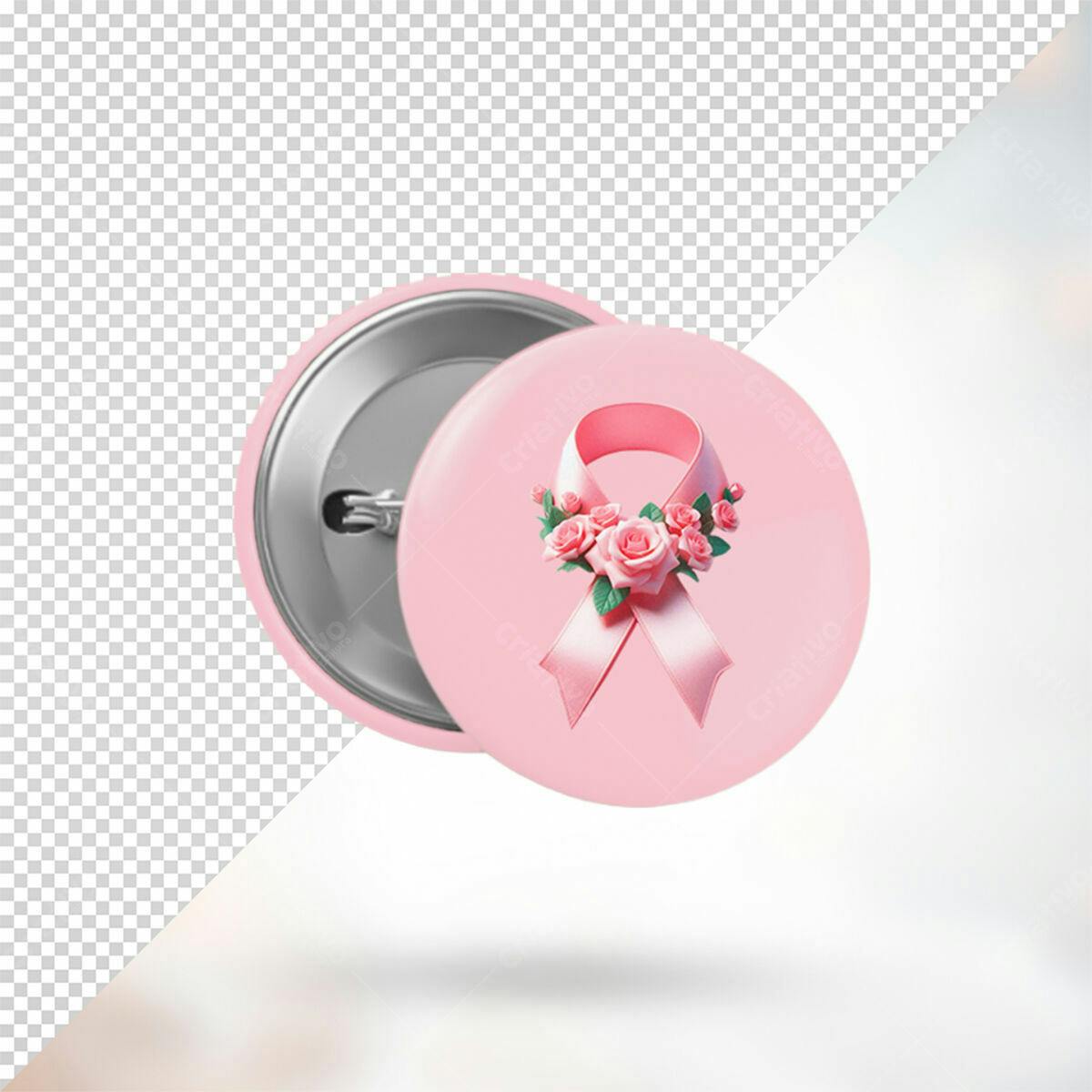 Botão de Campanha Outubro Rosa PSD Editável