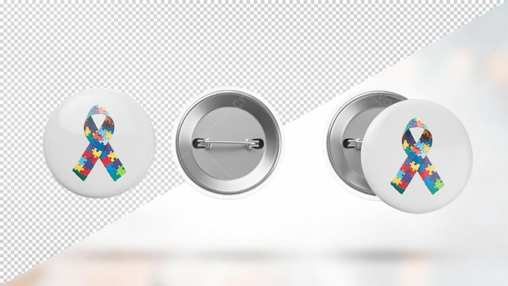 Mockup Boton Button Broche Botton 3D Render Autismo PSD