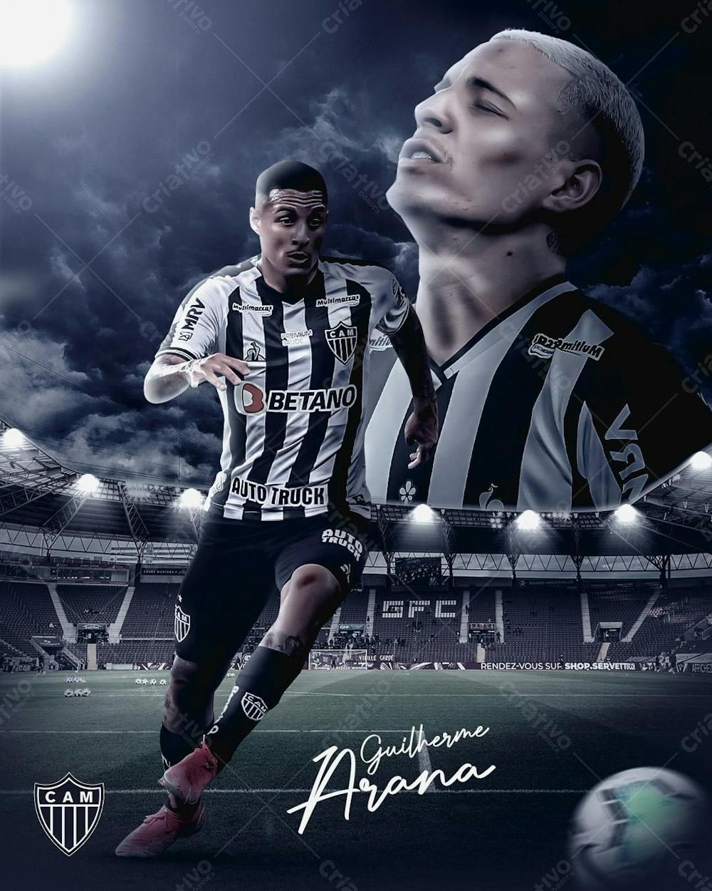 Flyer Futebol Guilherme Arana Atlético Mineiro Feed Psd