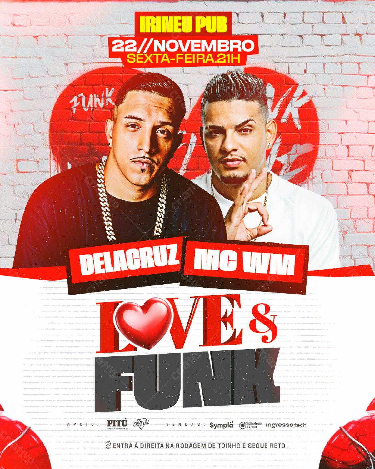 Flyer Festa Funk Delacruz e MC WM PSD Editável