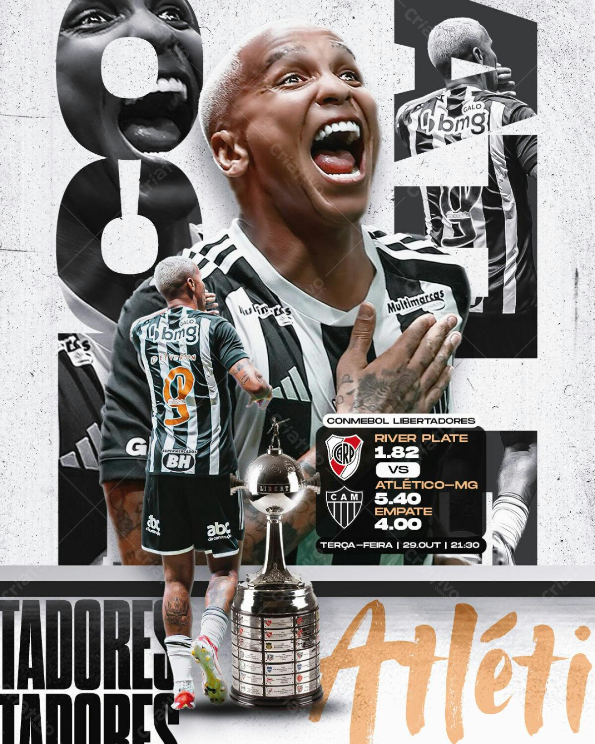 Poster Atlético-MG x River Plate PSD Editável