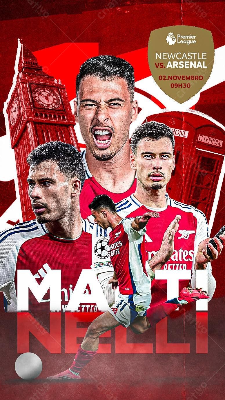 Flyer Newcastle x Arsenal PSD Editável