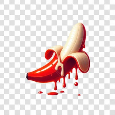3D Render Banana Vermelha Leite Orgasmo Elemento Ícone Psd Png