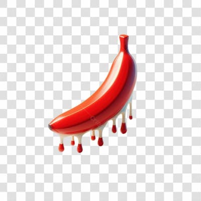 3D Render Banana Vermelha Leite Orgasmo Elemento Ícone Psd Png