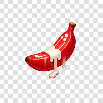 3D Render Banana Vermelha Leite Orgasmo Elemento Ícone Psd Png