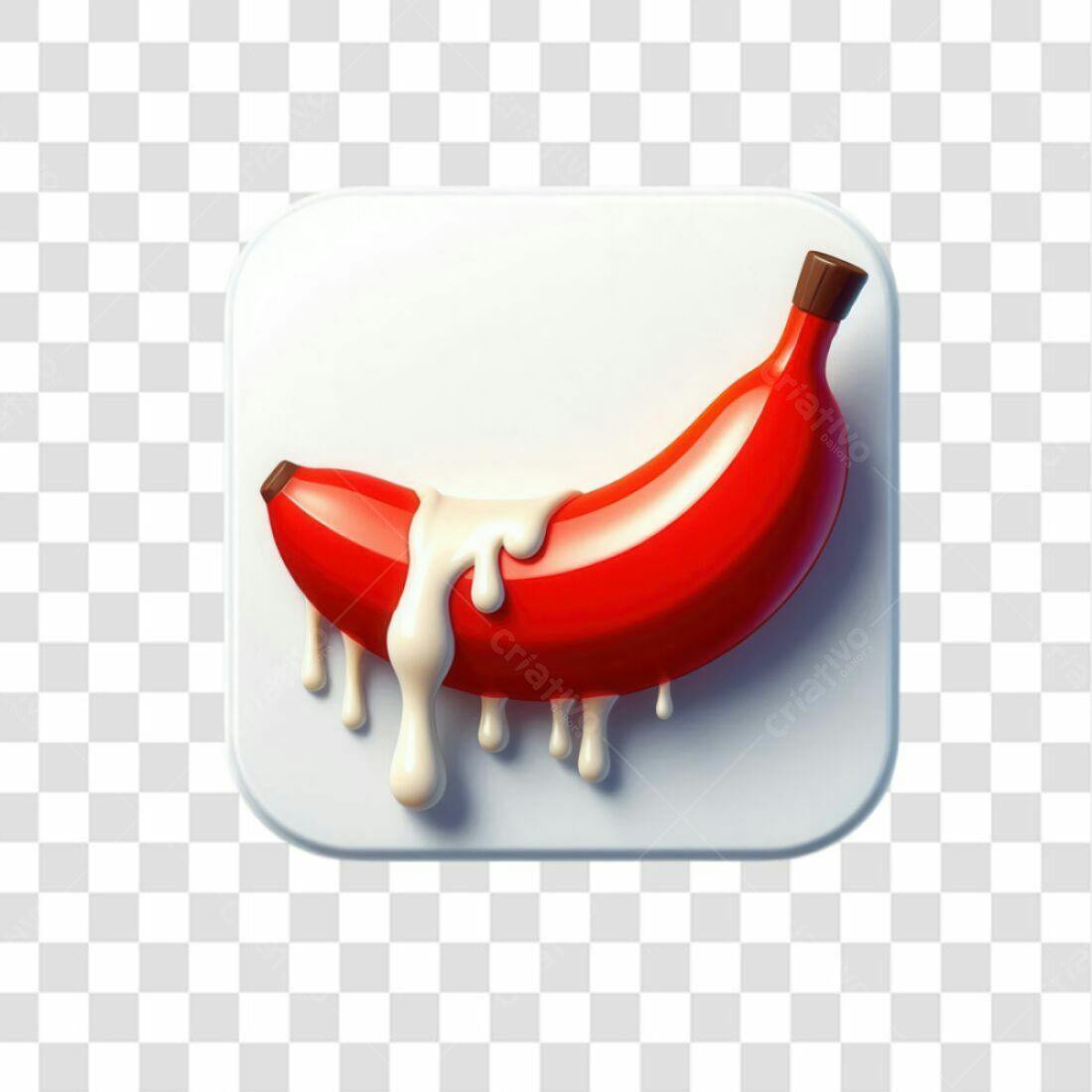 Icone Banana Vermelha com Creme PNG com fundo transparente