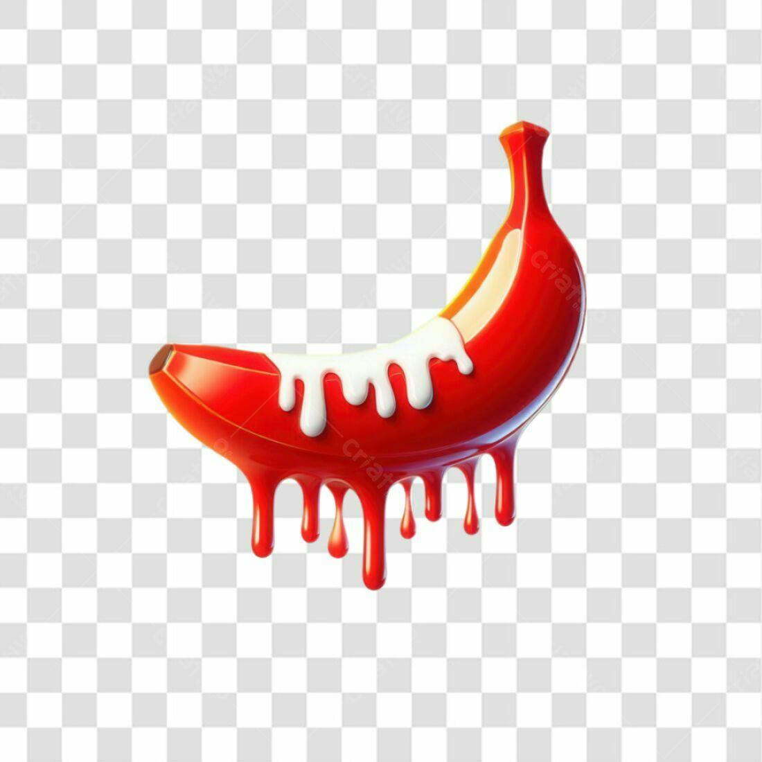 Icone Banana Vermelha com Gotas PNG com fundo transparente