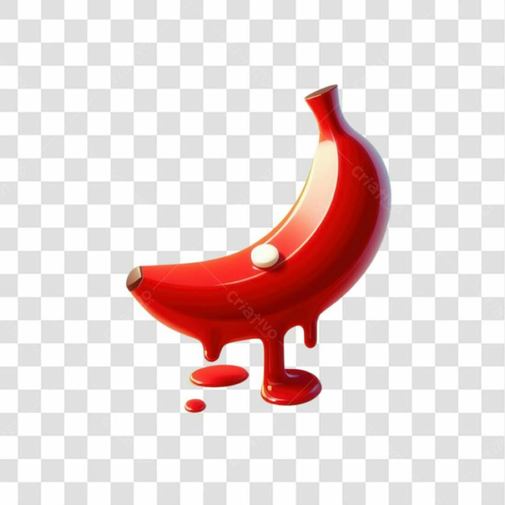 3D Render Banana Vermelha Leite Orgasmo Elemento Ícone Psd Png