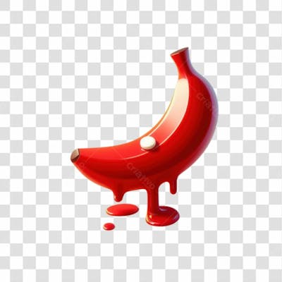 3D Render Banana Vermelha Leite Orgasmo Elemento Ícone Psd Png