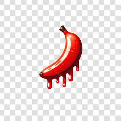 3D Render Banana Vermelha Leite Orgasmo Elemento Ícone Psd Png