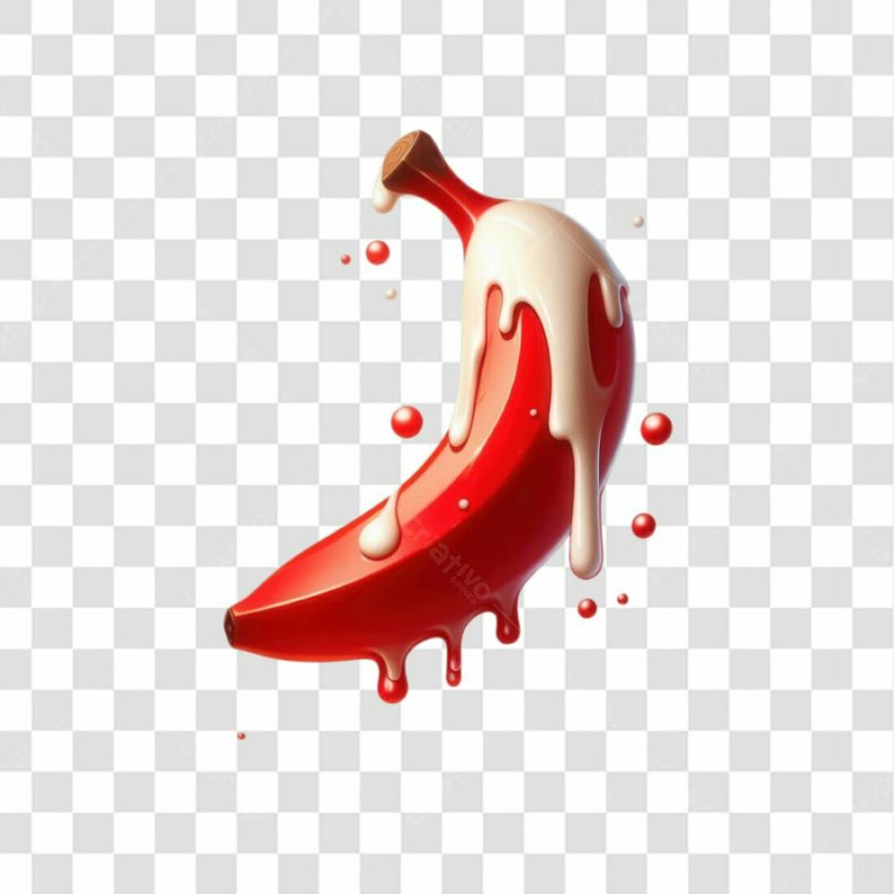 3D Render Banana Vermelha Leite Orgasmo Elemento Ícone Psd Png