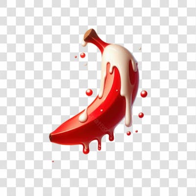 3D Render Banana Vermelha Leite Orgasmo Elemento Ícone Psd Png