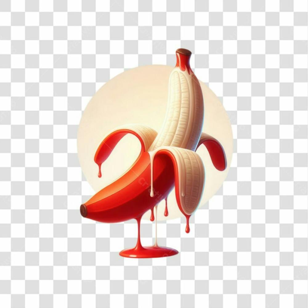 3D Render Banana Vermelha Leite Orgasmo Elemento Ícone Psd Png