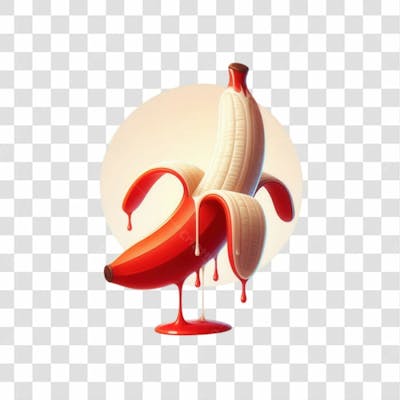 3D Render Banana Vermelha Leite Orgasmo Elemento Ícone Psd Png