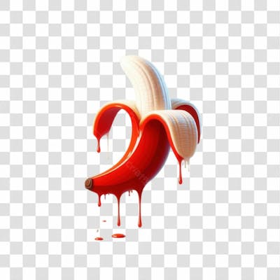 3D Render Banana Vermelha Leite Orgasmo Elemento Ícone Psd Png