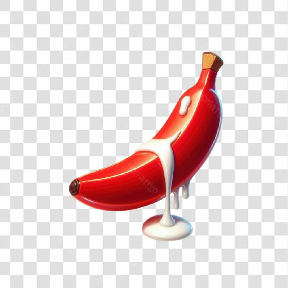 3D Render Banana Vermelha Leite Orgasmo Elemento Ícone Psd Png