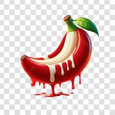 3D Render Banana Vermelha Leite Orgasmo Elemento Ícone Psd Png