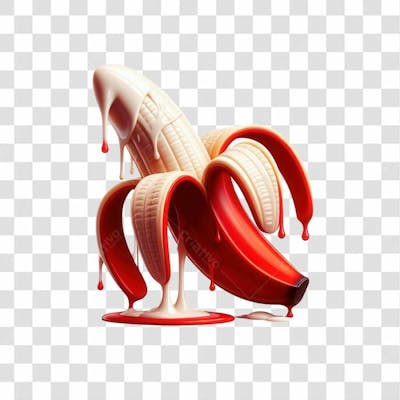 3D Render Banana Vermelha Leite Orgasmo Elemento Ícone Psd Png