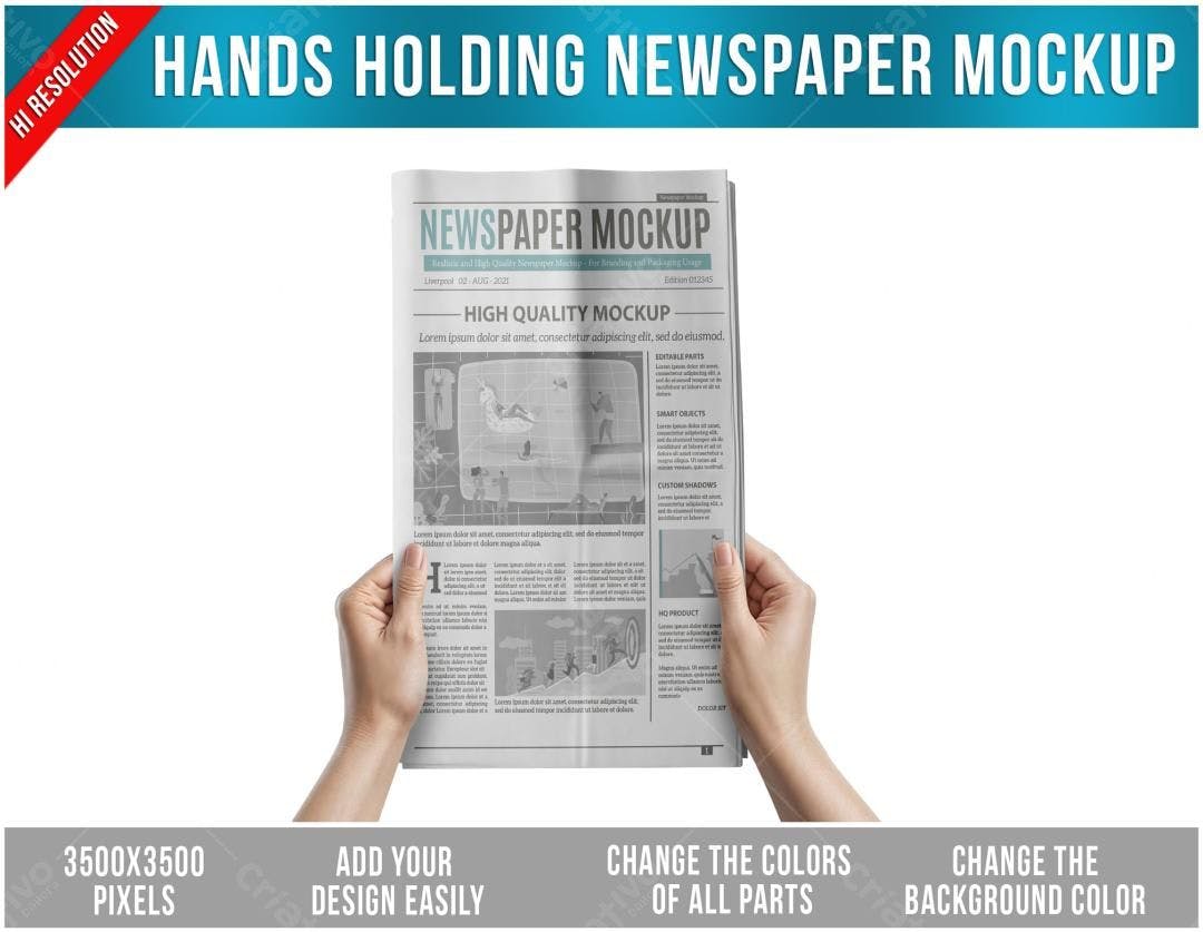 Mockup Realista de Jornal em Mãos