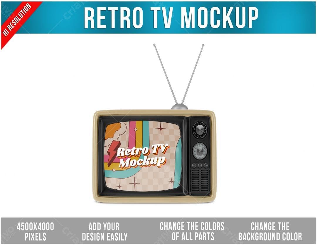 Mockup de TV Retro em Estilo Vintage