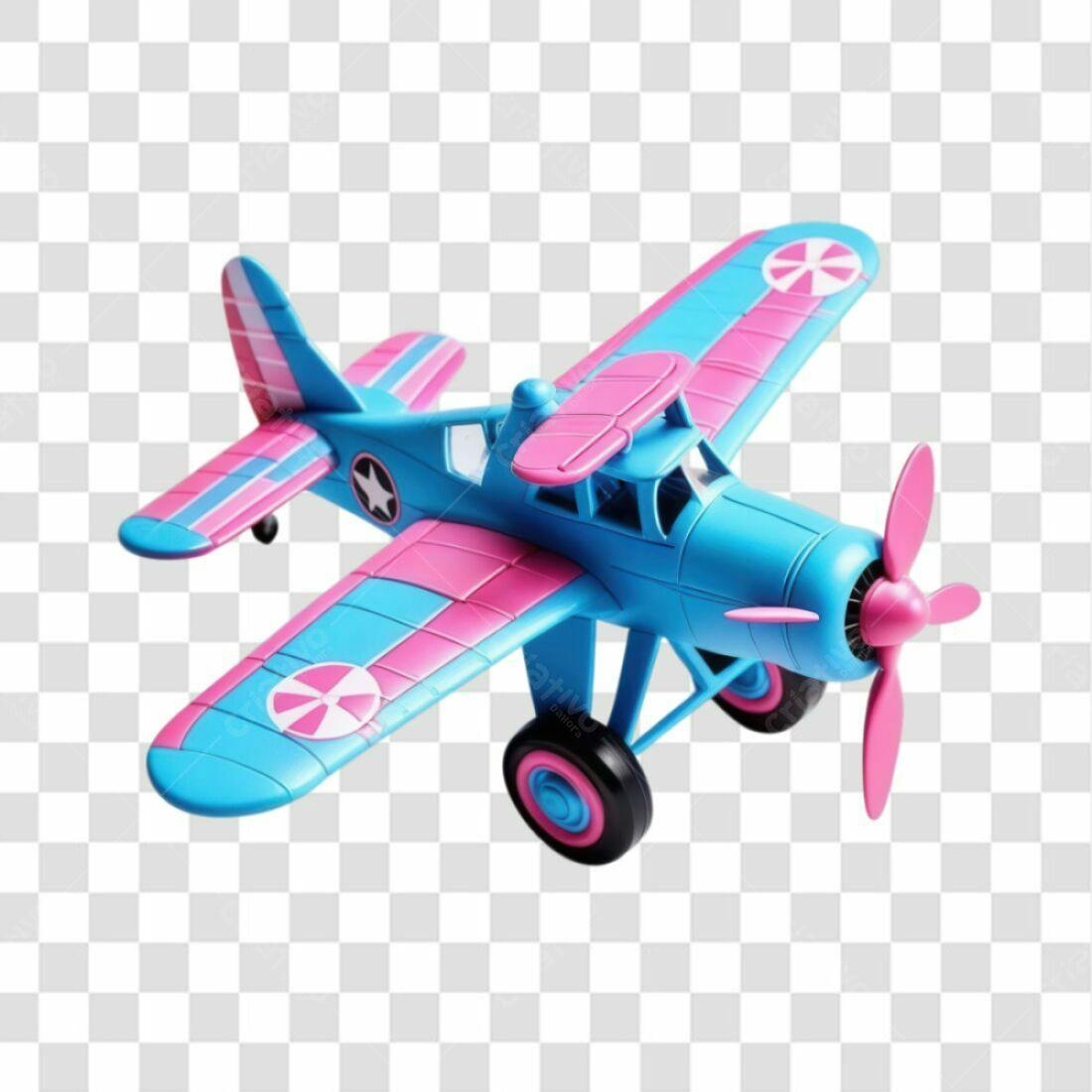 Icone Avião Rosa e Azul PNG com fundo transparente