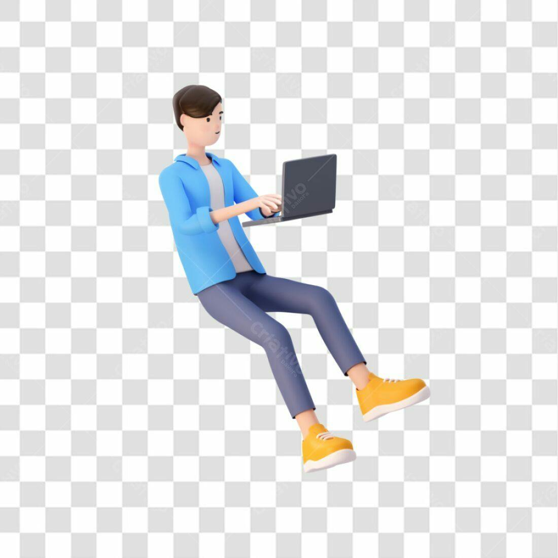 Icone Homem Trabalhando Notebook PNG com fundo transparente
