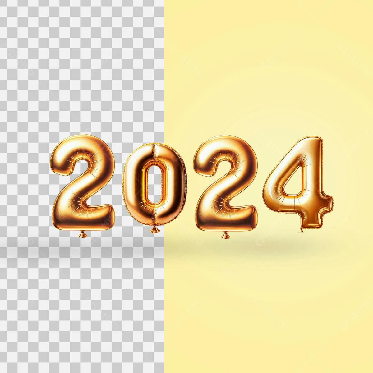 Balões Ano Novo 2024 PSD Editável