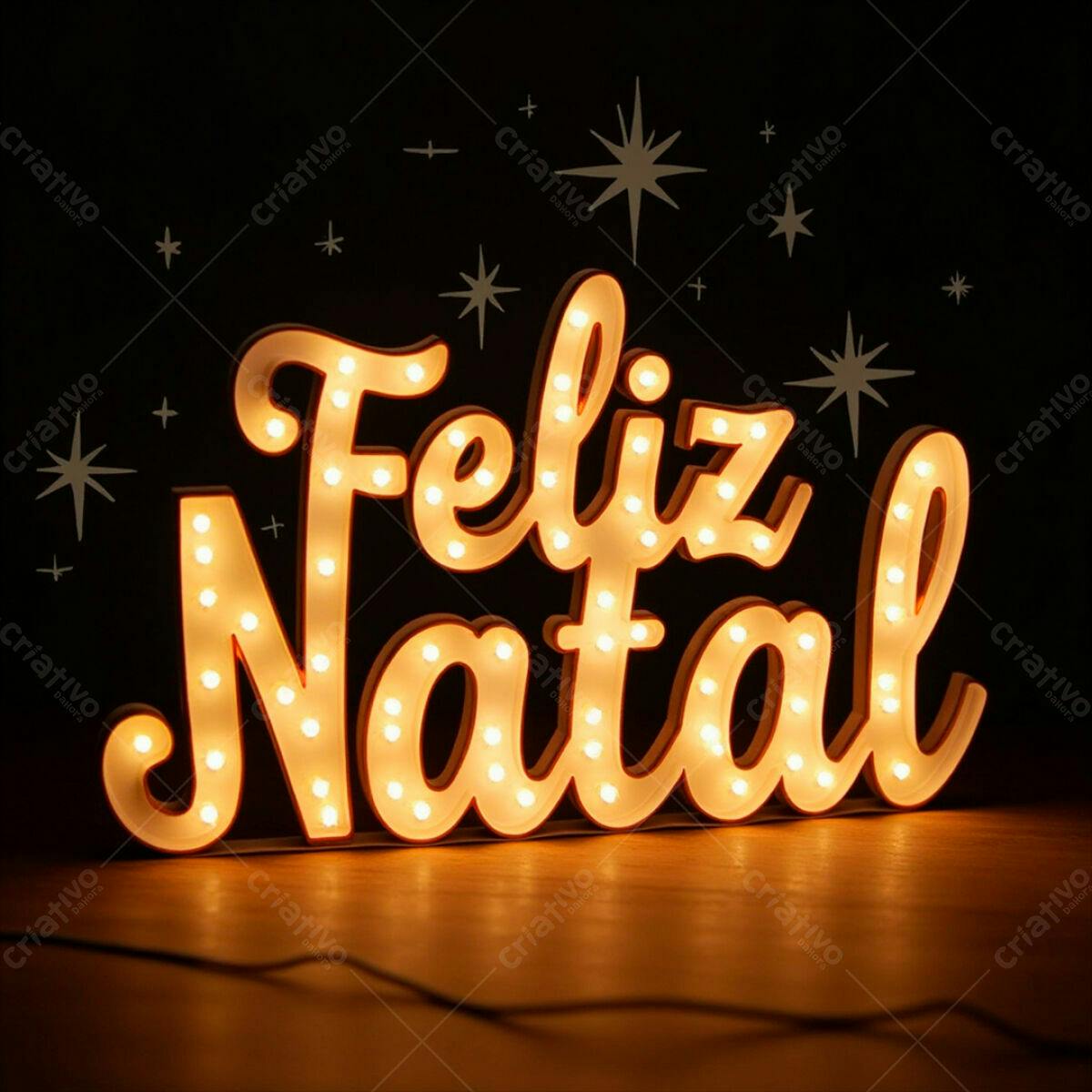 Placa de Luz Feliz Natal PSD Editável