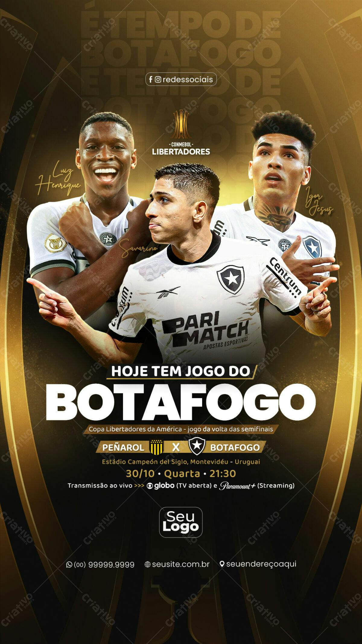Flyer Jogo Botafogo x Peñarol PSD Editável
