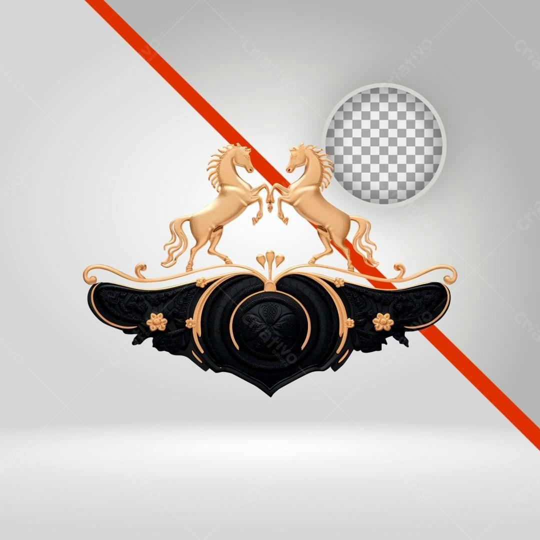Logotipo Cavalo Dourado e Preto PNG com fundo transparente