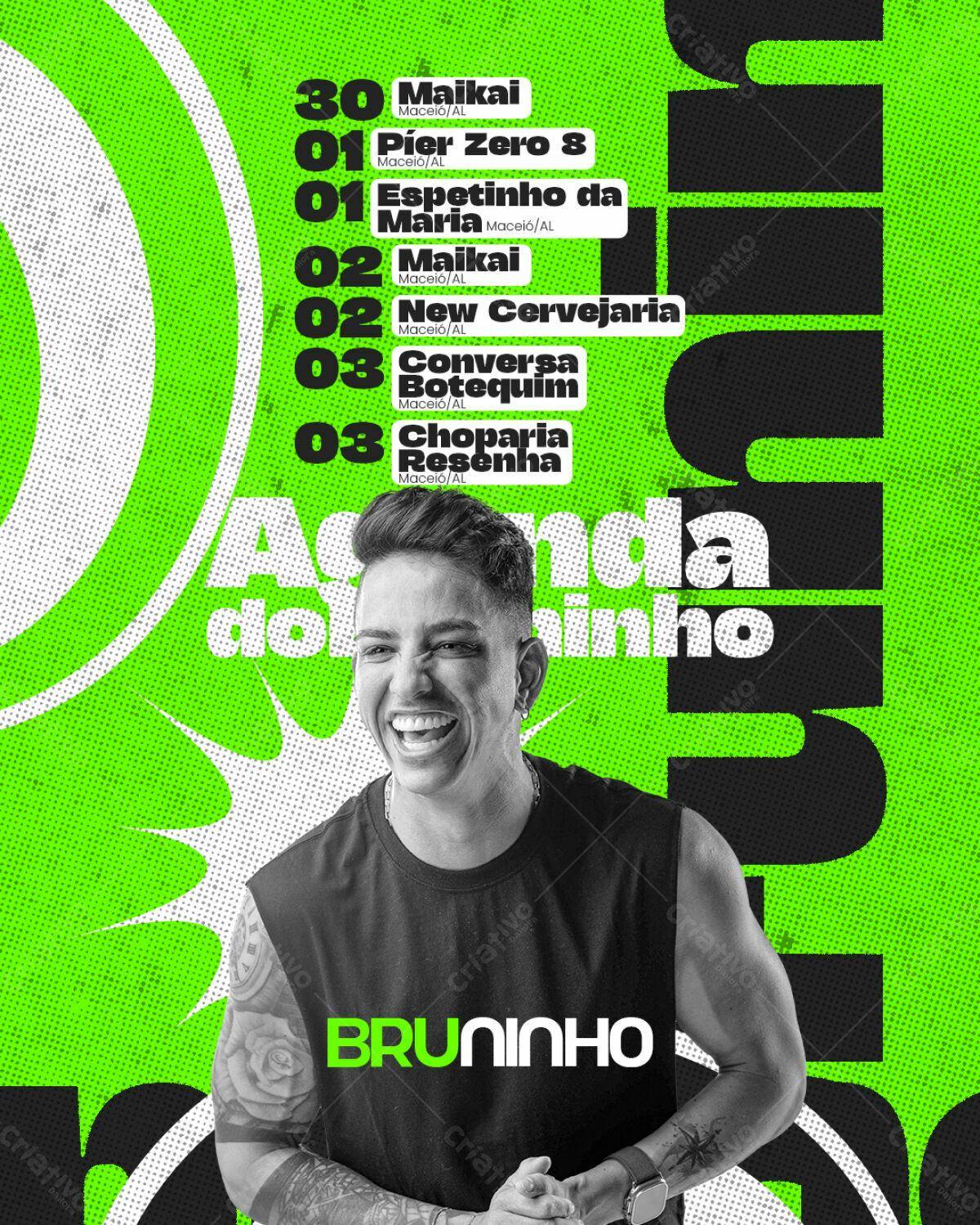 Flyer Agenda Bruninho Maceió PSD Editável