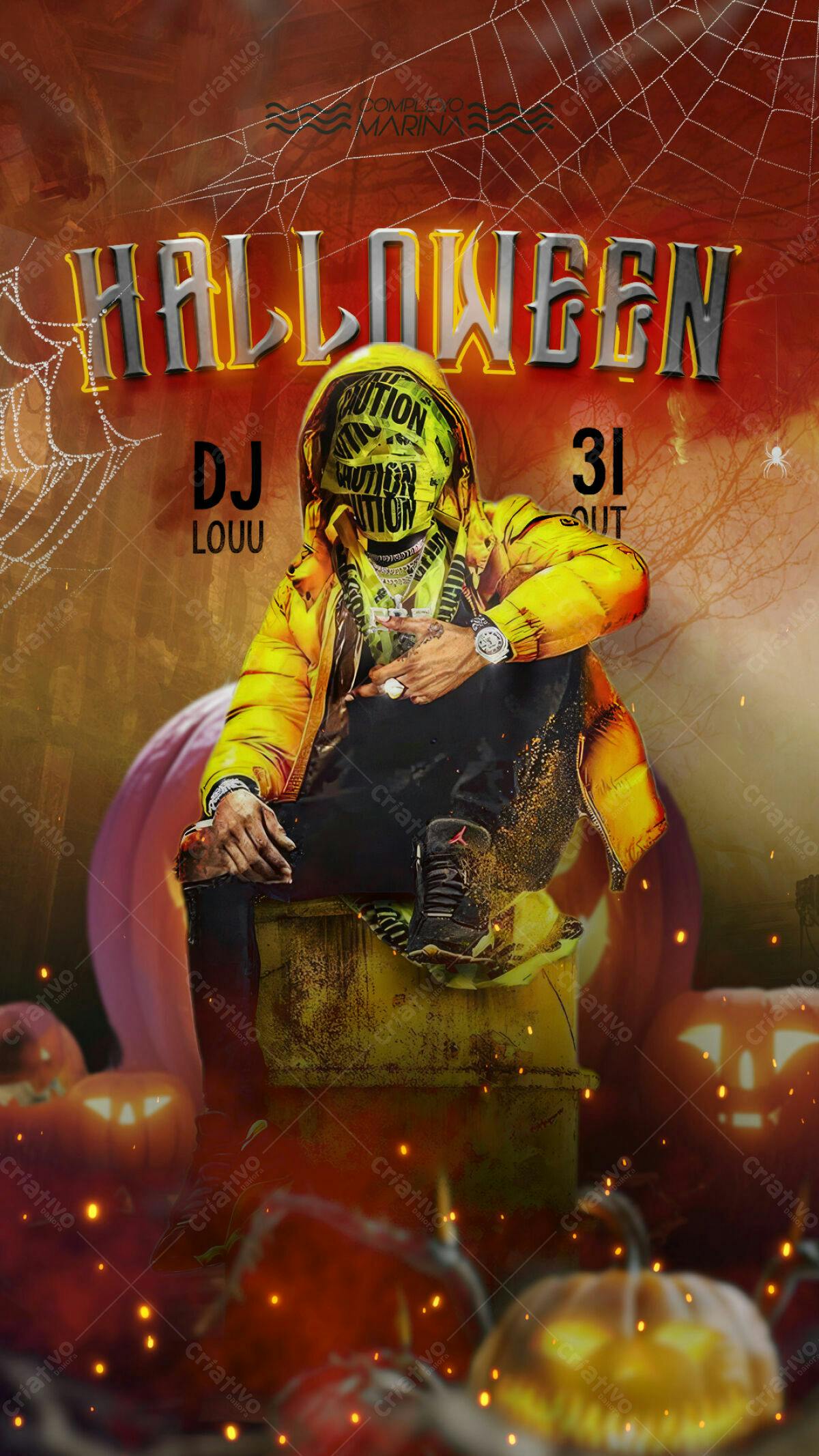 Flyer para Festa de Halloween com DJ Louu PSD Editável