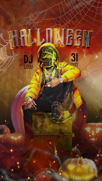 Halloween Festa Psd Eventos Flyer texto editável 
