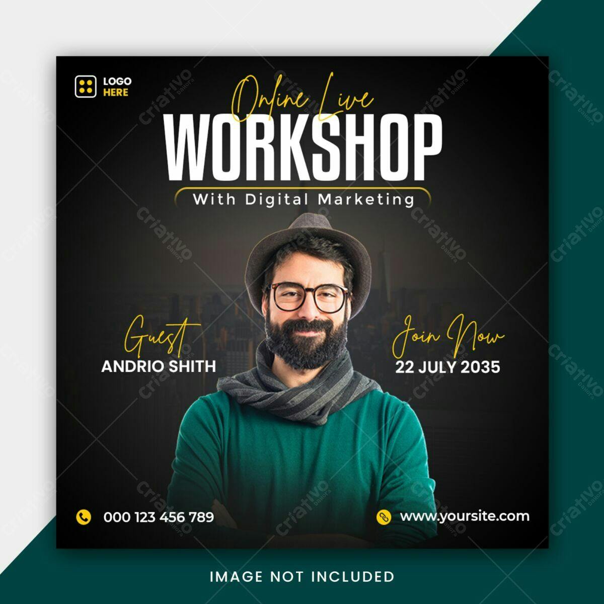 Flyer para Workshop Online de Marketing Digital PSD Editável
