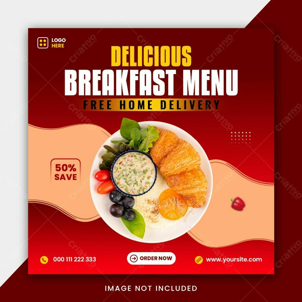 Delicious Breakfast Menu Soical Media Post Banner Template