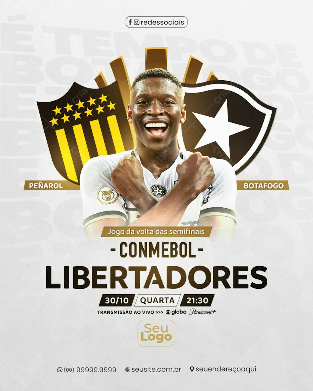 Botafogo Vs Peñarol Semifinal Conmebol Libertadores 2024 Flyer Social Media Psd Editável