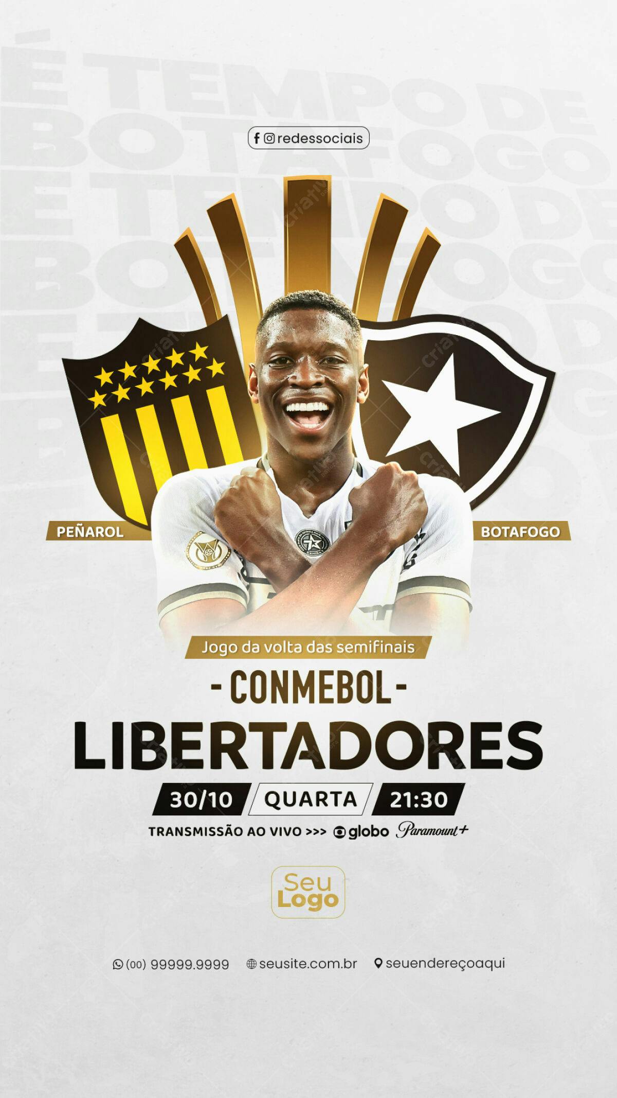Flyer Peñarol x Botafogo Libertadores PSD Editável