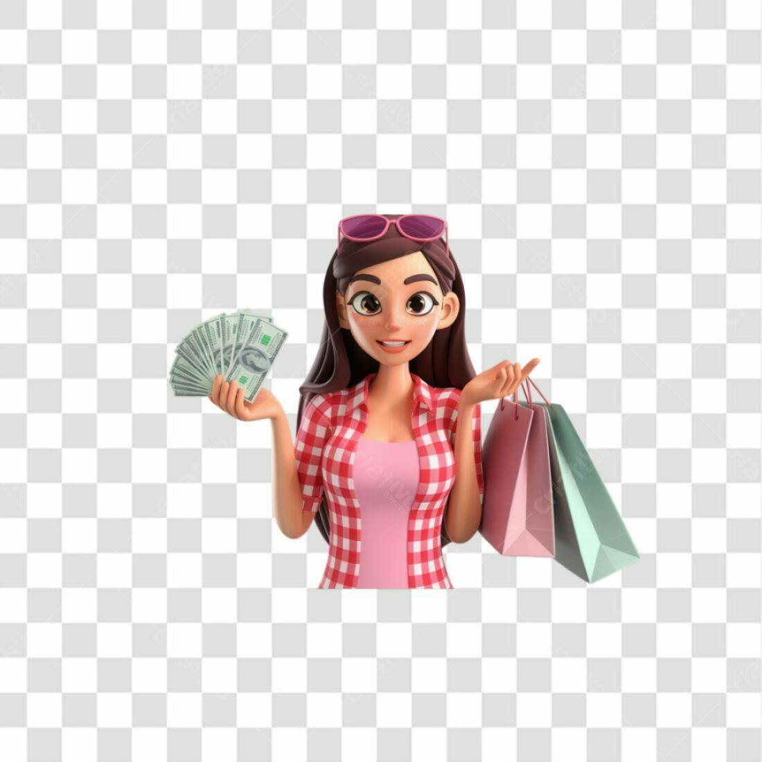 Icone Mulher comprando PNG com fundo transparente