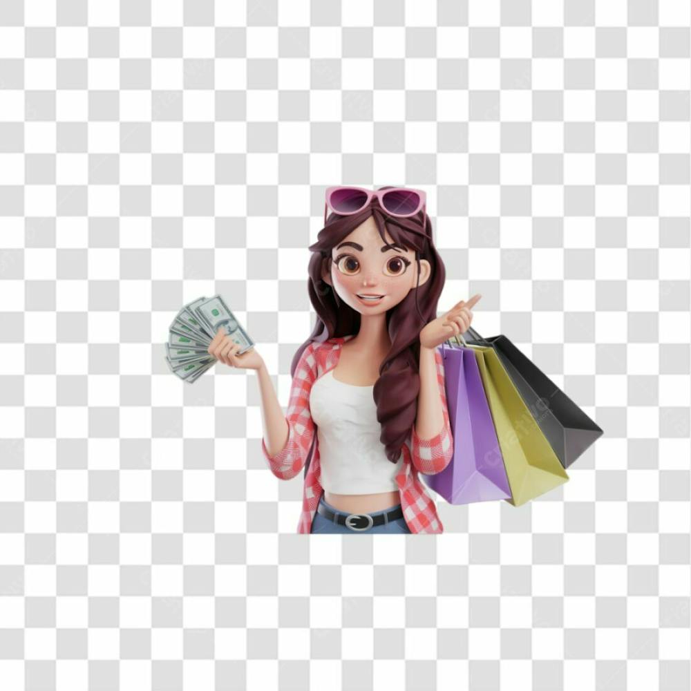 3D Render Compras Elemento Ícone Psd Png