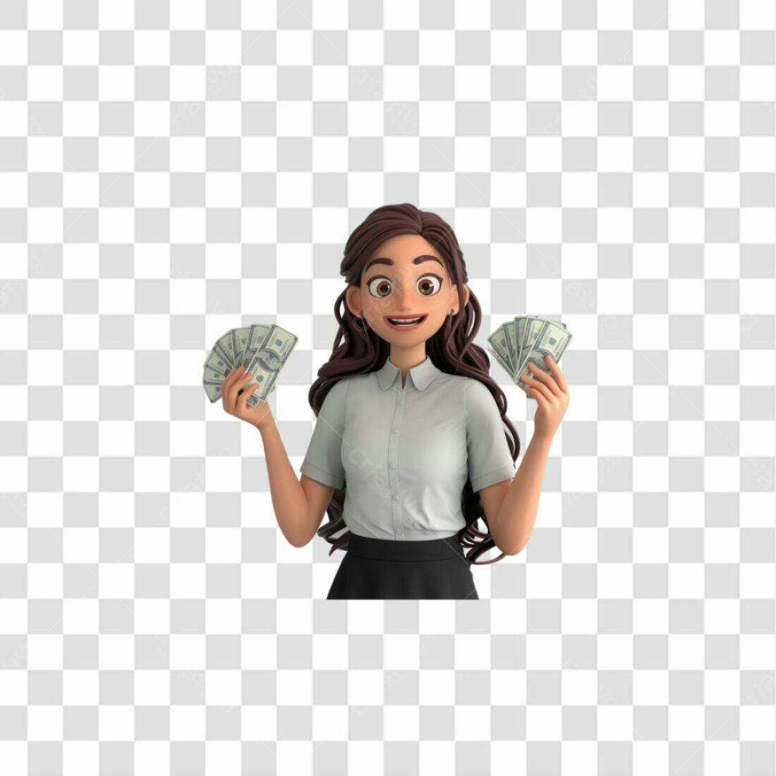 Icone Mulher de Negócios com Dinheiro PNG com fundo transparente